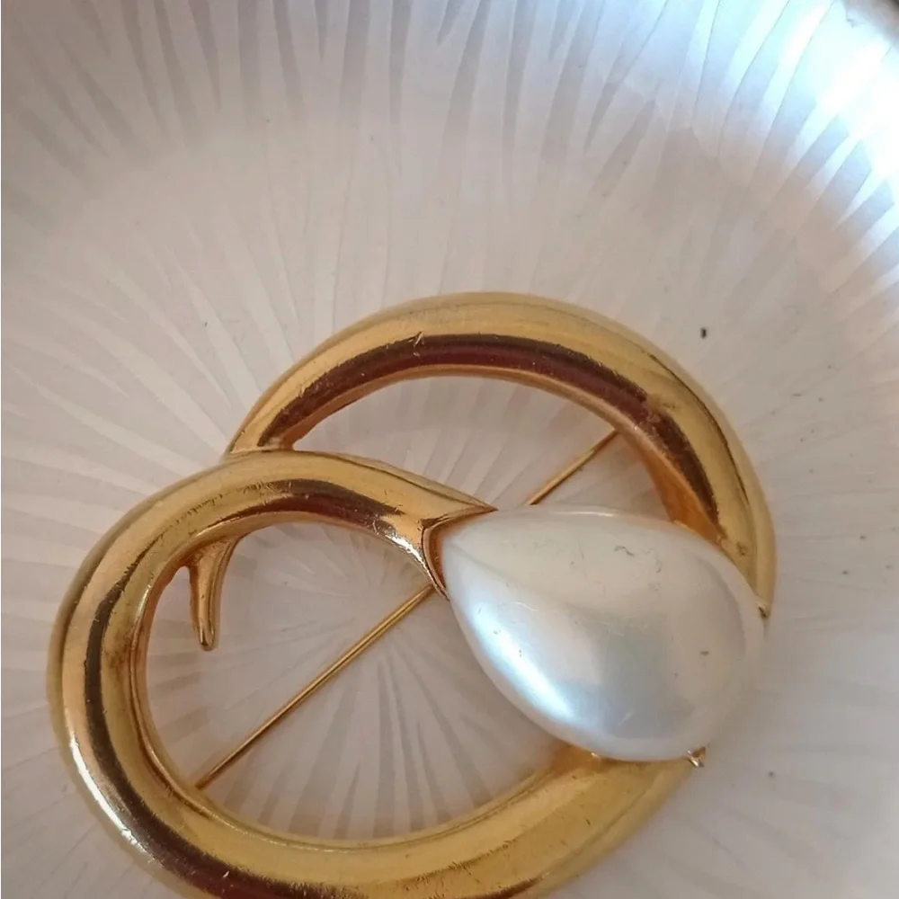 Vintage Erwin Pearl Gold Pearl Brooch signed P.E.P. - Picture 5 of 8